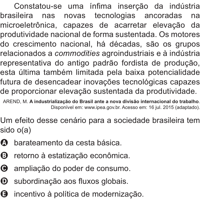 Questão 62 no caderno Azul do ENEM 2021