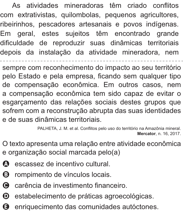 Questão 63 no caderno Azul do ENEM 2021