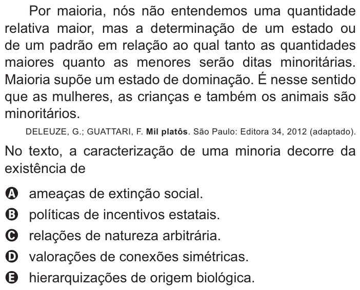 Questão 64 no caderno Azul do ENEM 2021