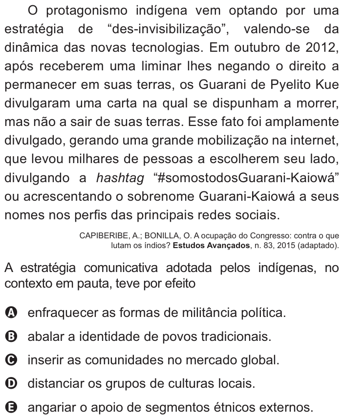Questão 68 no caderno Azul do ENEM 2021