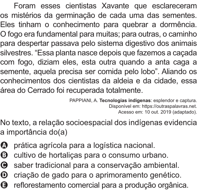 Questão 70 no caderno Azul do ENEM 2021