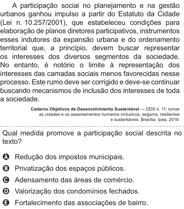 Questão 72 no caderno Azul do ENEM 2021