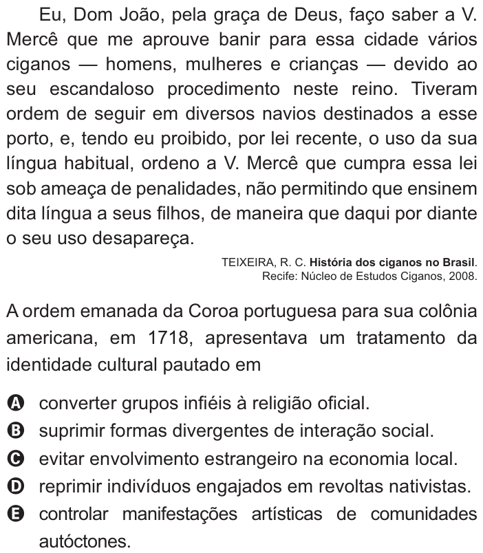 Questão 74 no caderno Azul do ENEM 2021