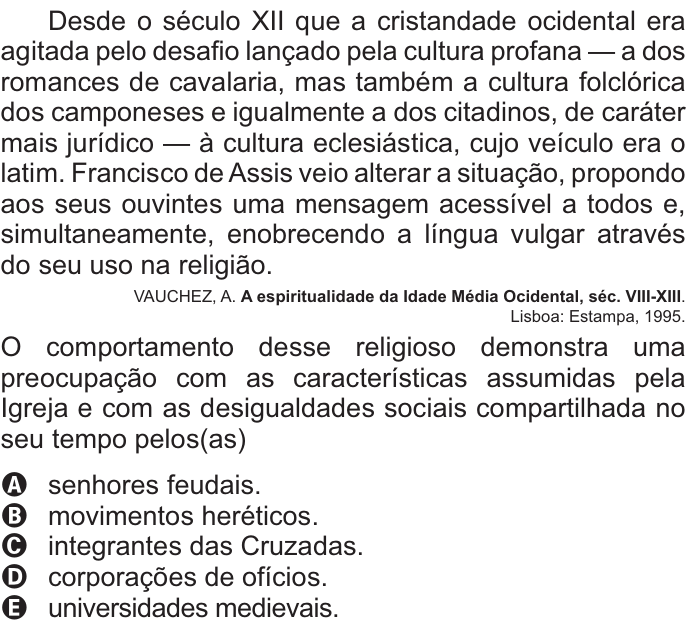 Questão 76 no caderno Azul do ENEM 2021