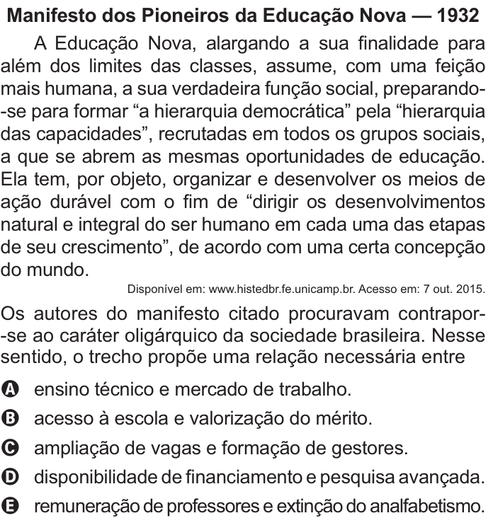 Questão 81 no caderno Azul do ENEM 2021