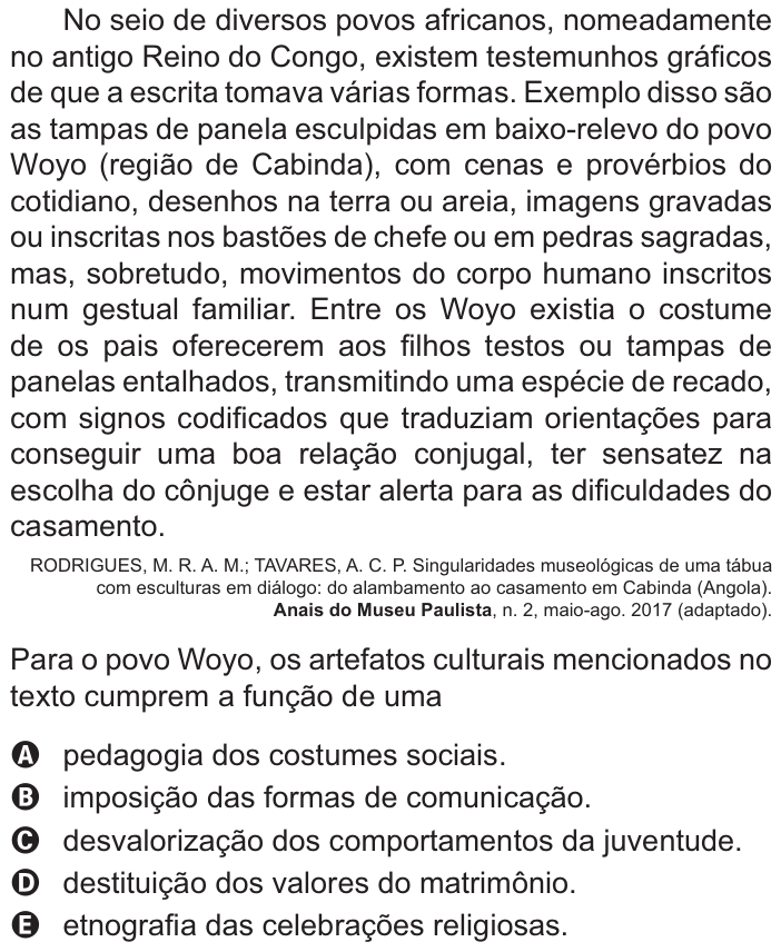 Questão 83 no caderno Azul do ENEM 2021