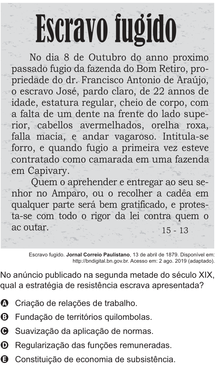 Questão 85 no caderno Azul do ENEM 2021