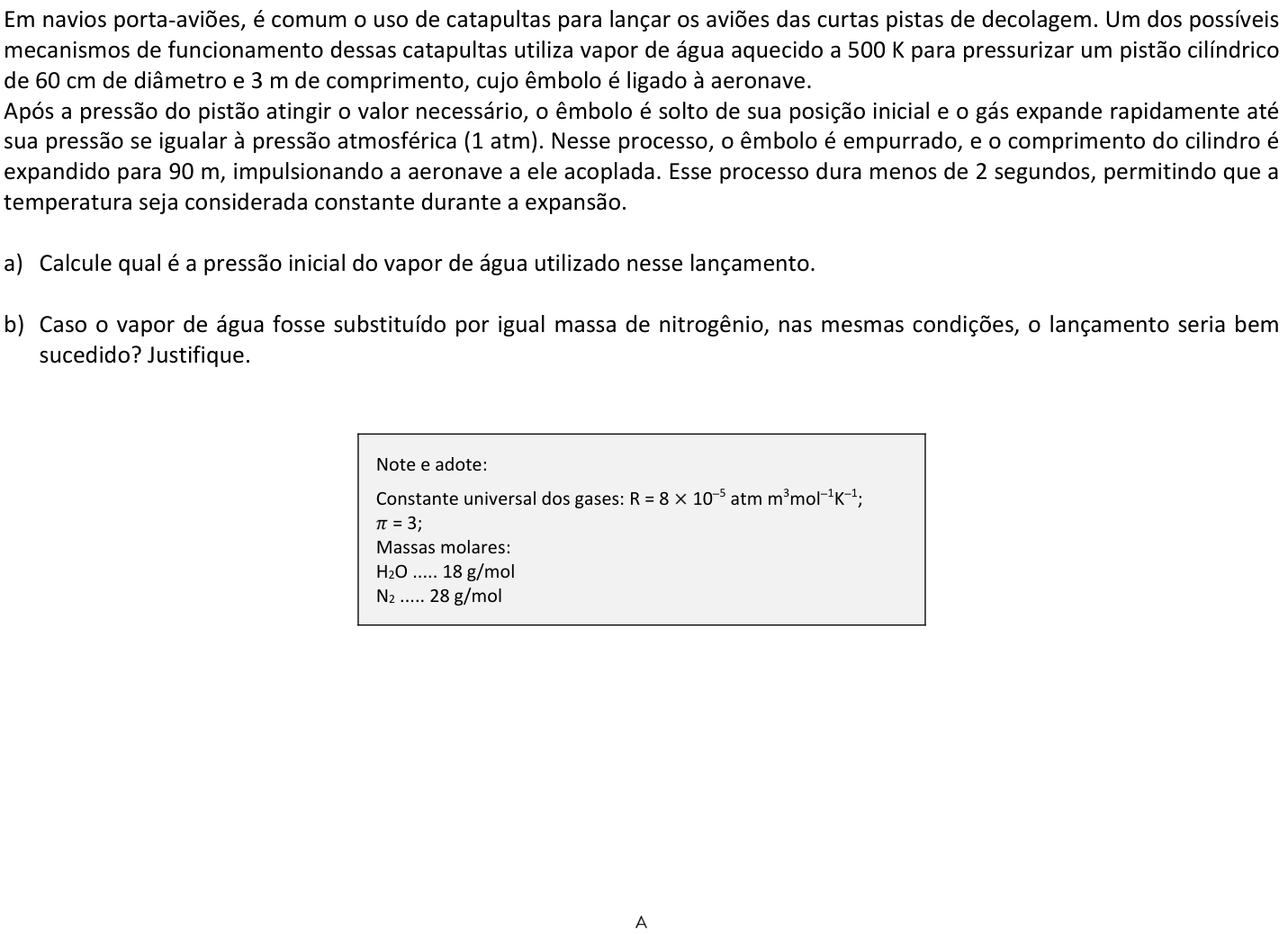 Questão 4 no caderno  da 2ª fase da FUVEST 2018