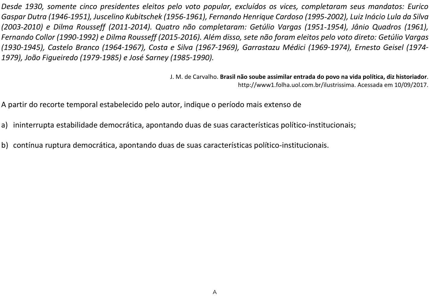 Questão 10 no caderno  da 2ª fase da FUVEST 2018