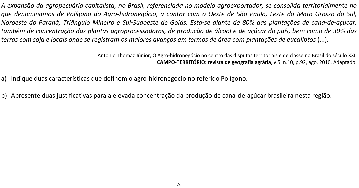 Questão 12 no caderno  da 2ª fase da FUVEST 2018