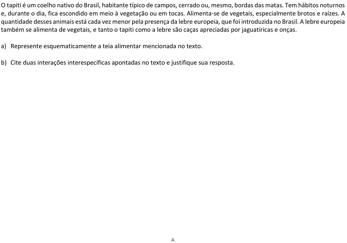 Questão 14 no caderno  da 2ª fase da FUVEST 2018
