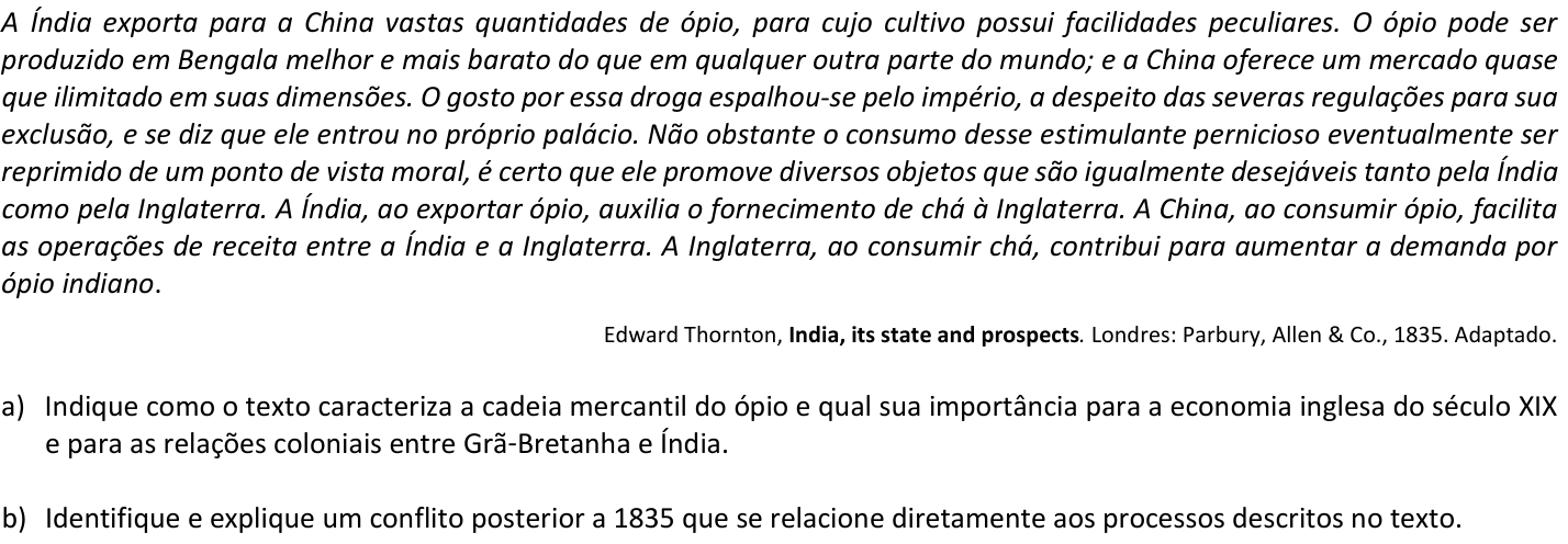 Questão H03 no caderno  da 2ª fase da FUVEST 2018