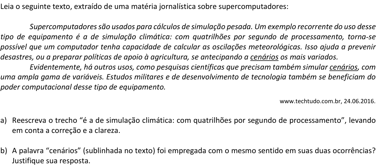 Questão 3 no caderno  da 2ª fase da FUVEST 2017