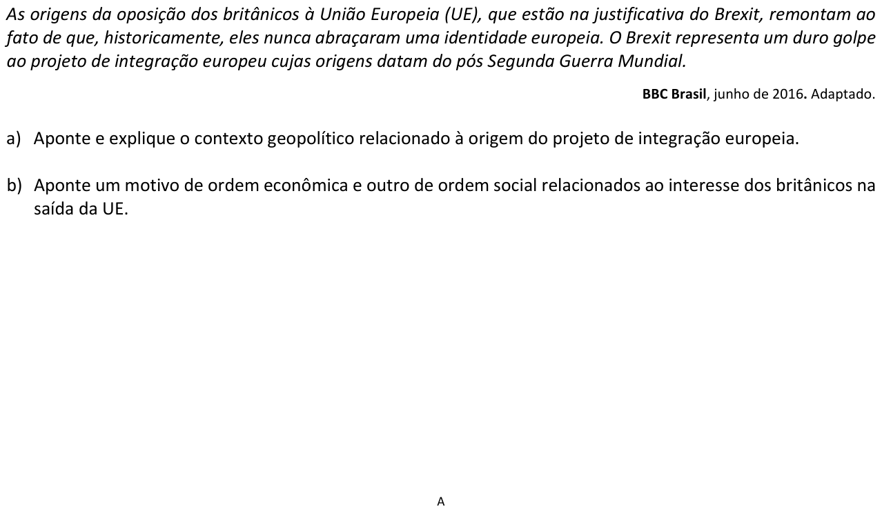 Questão 8 no caderno  da 2ª fase da FUVEST 2017