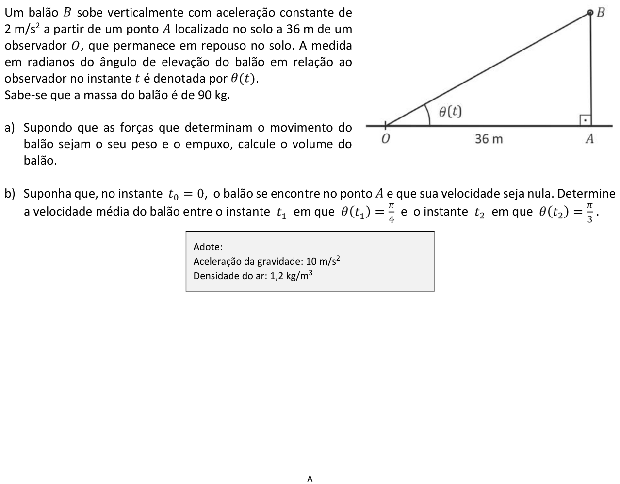 Questão 14 no caderno  da 2ª fase da FUVEST 2017