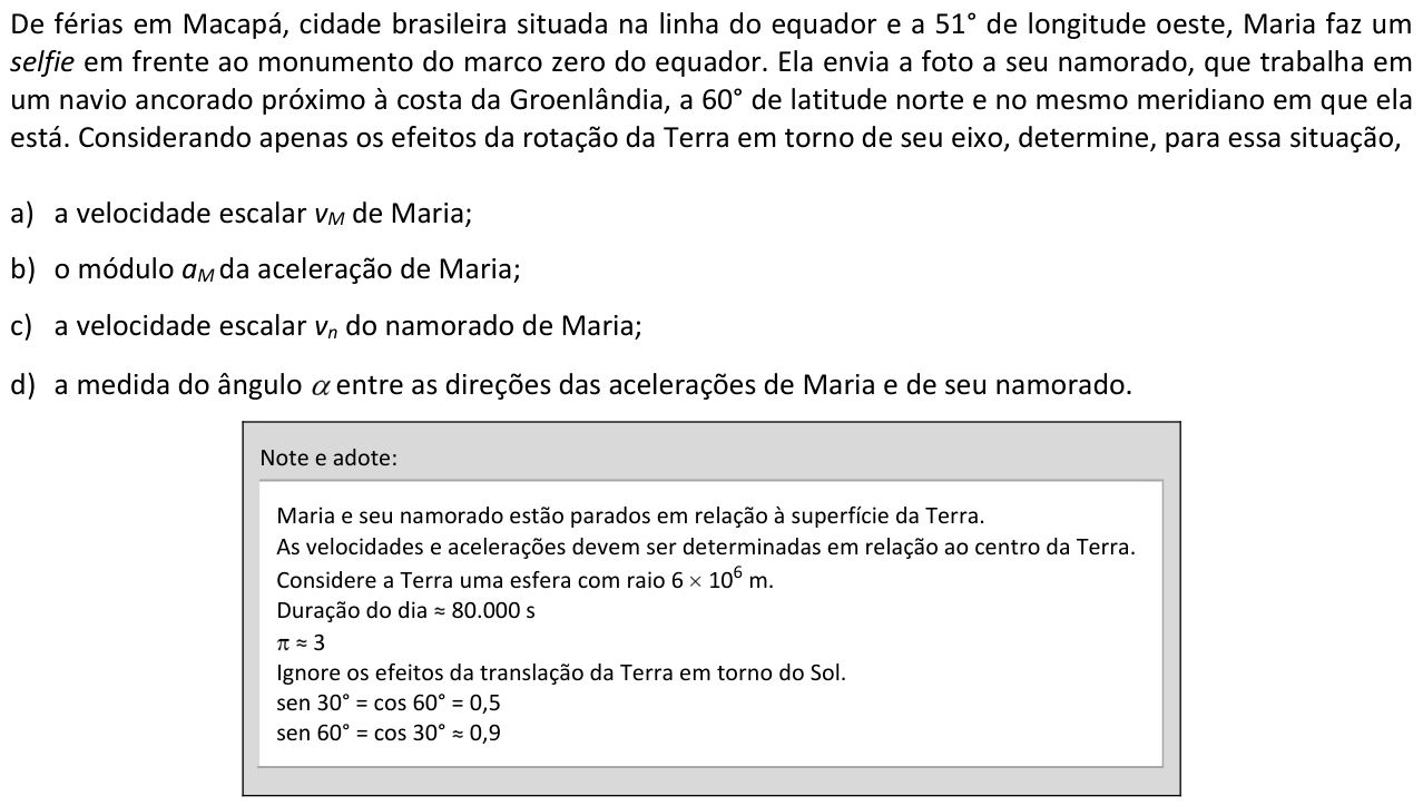 Questão F01 no caderno  da 2ª fase da FUVEST 2017