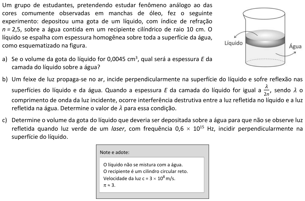 Questão F05 no caderno  da 2ª fase da FUVEST 2017