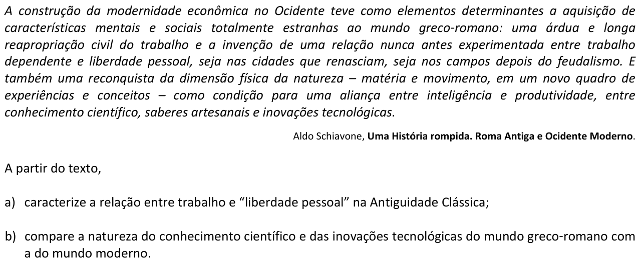 Questão H06 no caderno  da 2ª fase da FUVEST 2017