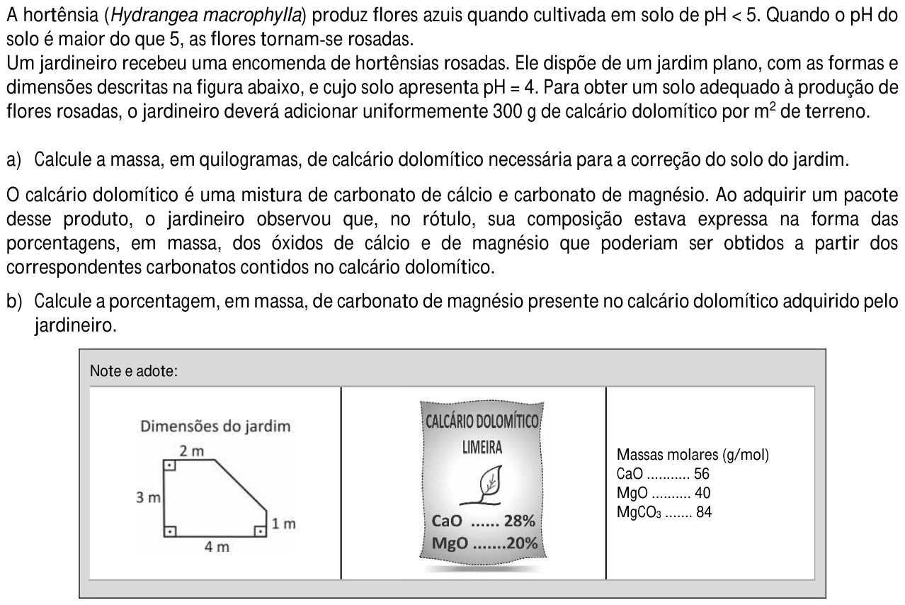 Questão 7 no caderno  da 2ª fase da FUVEST 2016