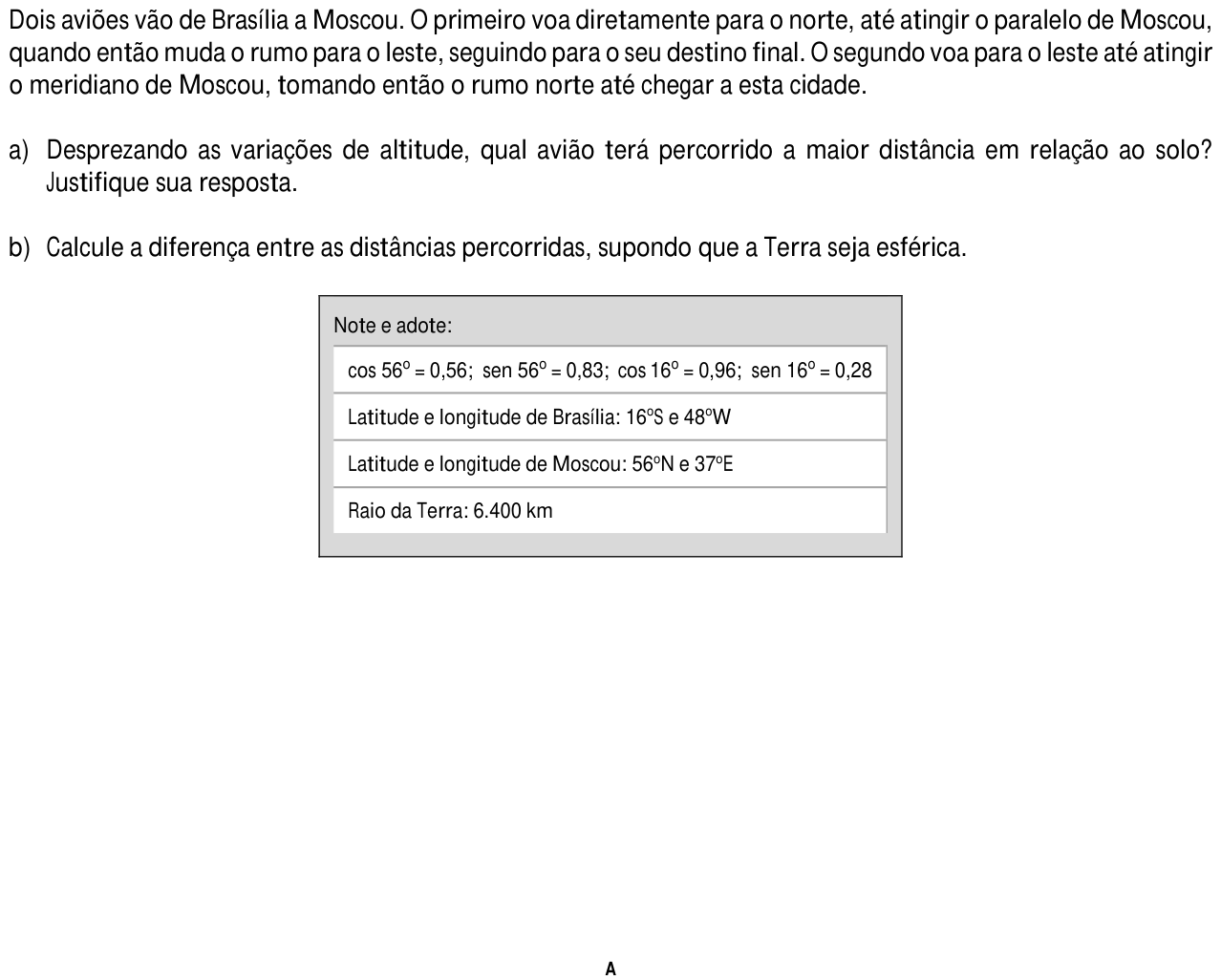 Questão 10 no caderno  da 2ª fase da FUVEST 2016
