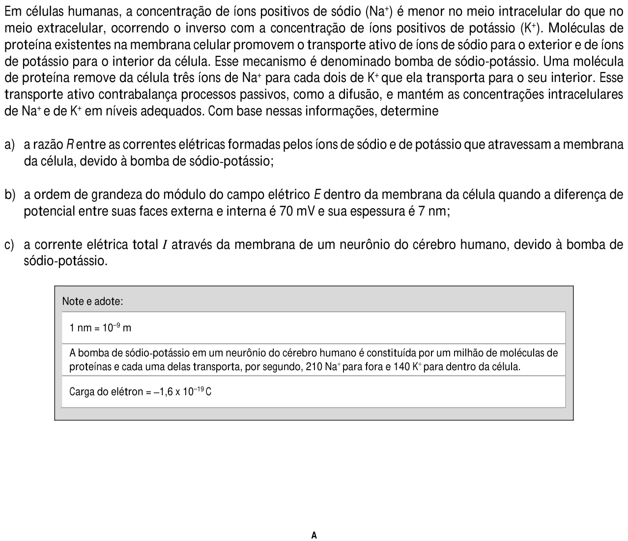 Questão 12 no caderno  da 2ª fase da FUVEST 2016