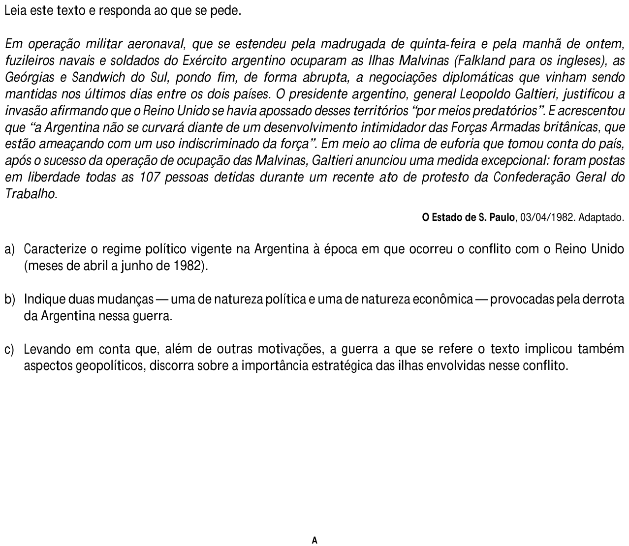Questão 14 no caderno  da 2ª fase da FUVEST 2016