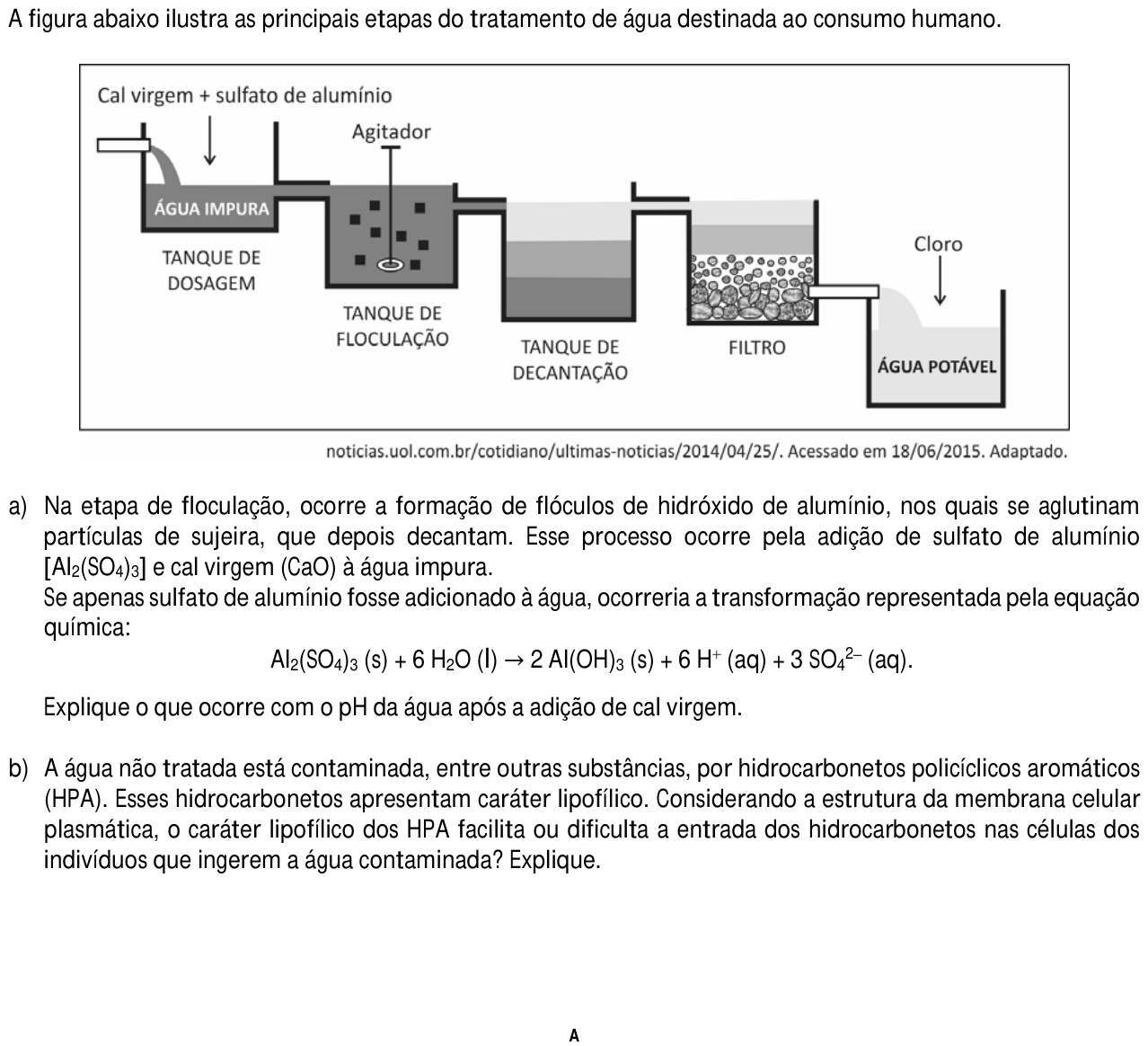 Questão 16 no caderno  da 2ª fase da FUVEST 2016