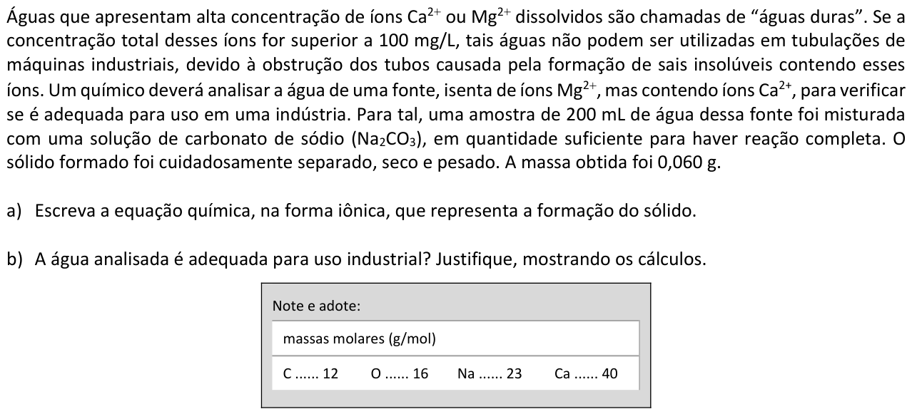 Questão Q01 no caderno  da 2ª fase da FUVEST 2016