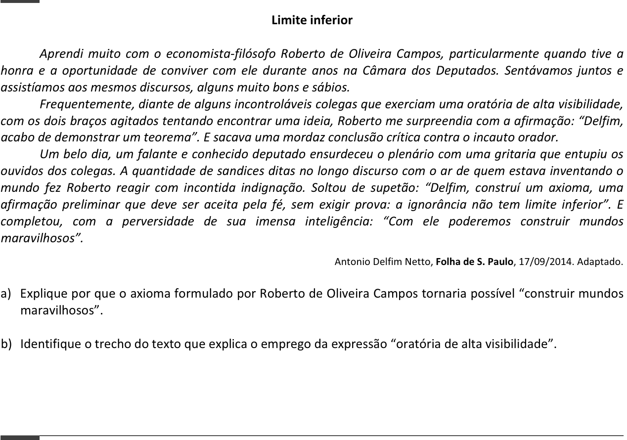 Questão 5 no caderno  da 2ª fase da FUVEST 2015