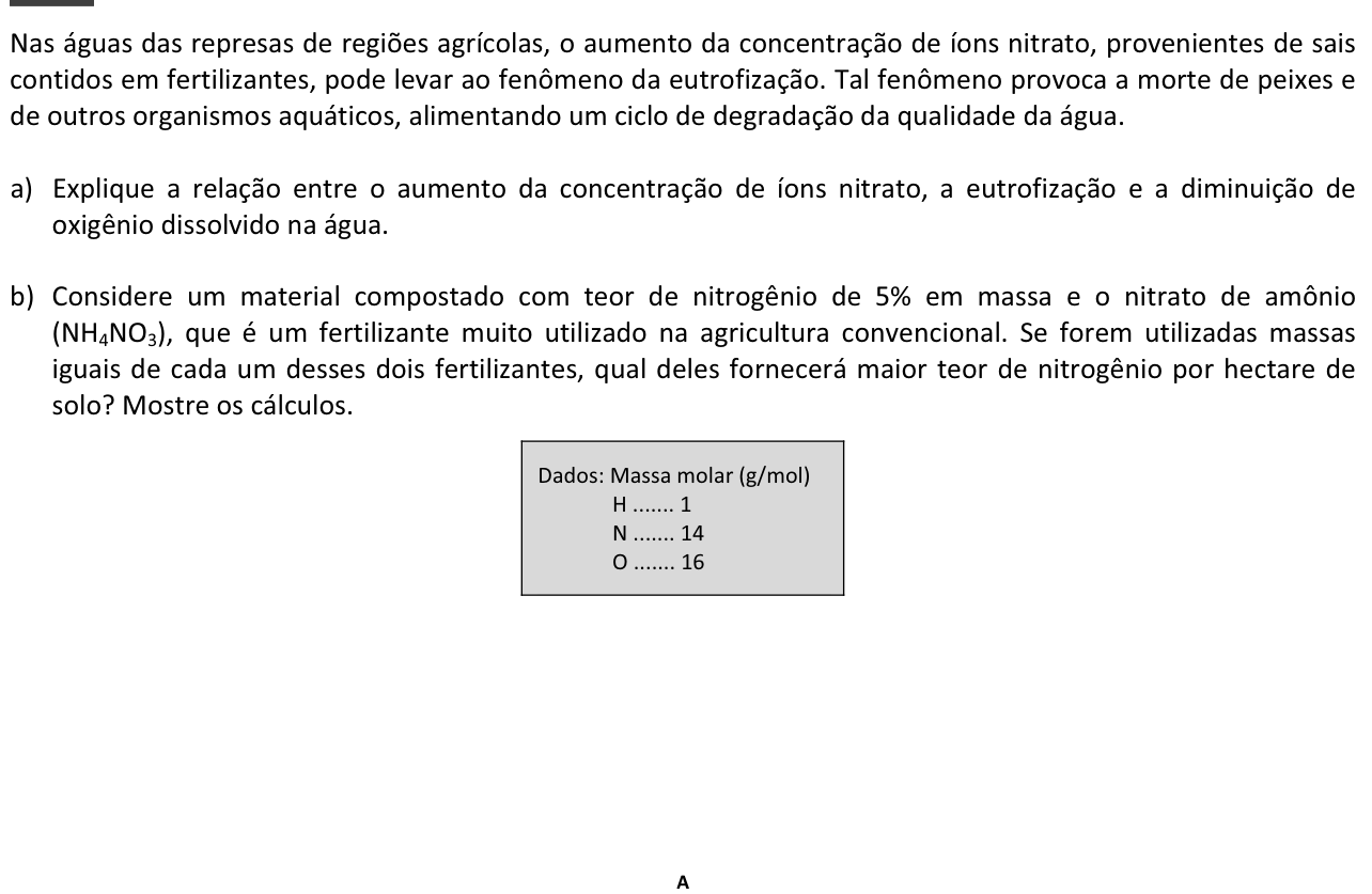 Questão 6 no caderno  da 2ª fase da FUVEST 2015