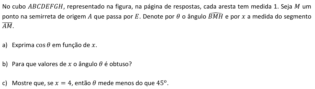 Questão M03 no caderno  da 2ª fase da FUVEST 2015