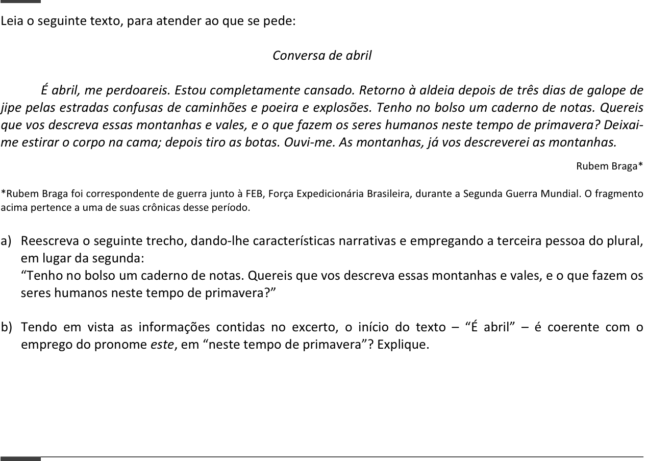 Questão 5 no caderno  da 2ª fase da FUVEST 2014