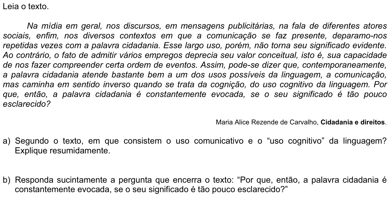 Questão 4 no caderno  da 2ª fase da FUVEST 2013