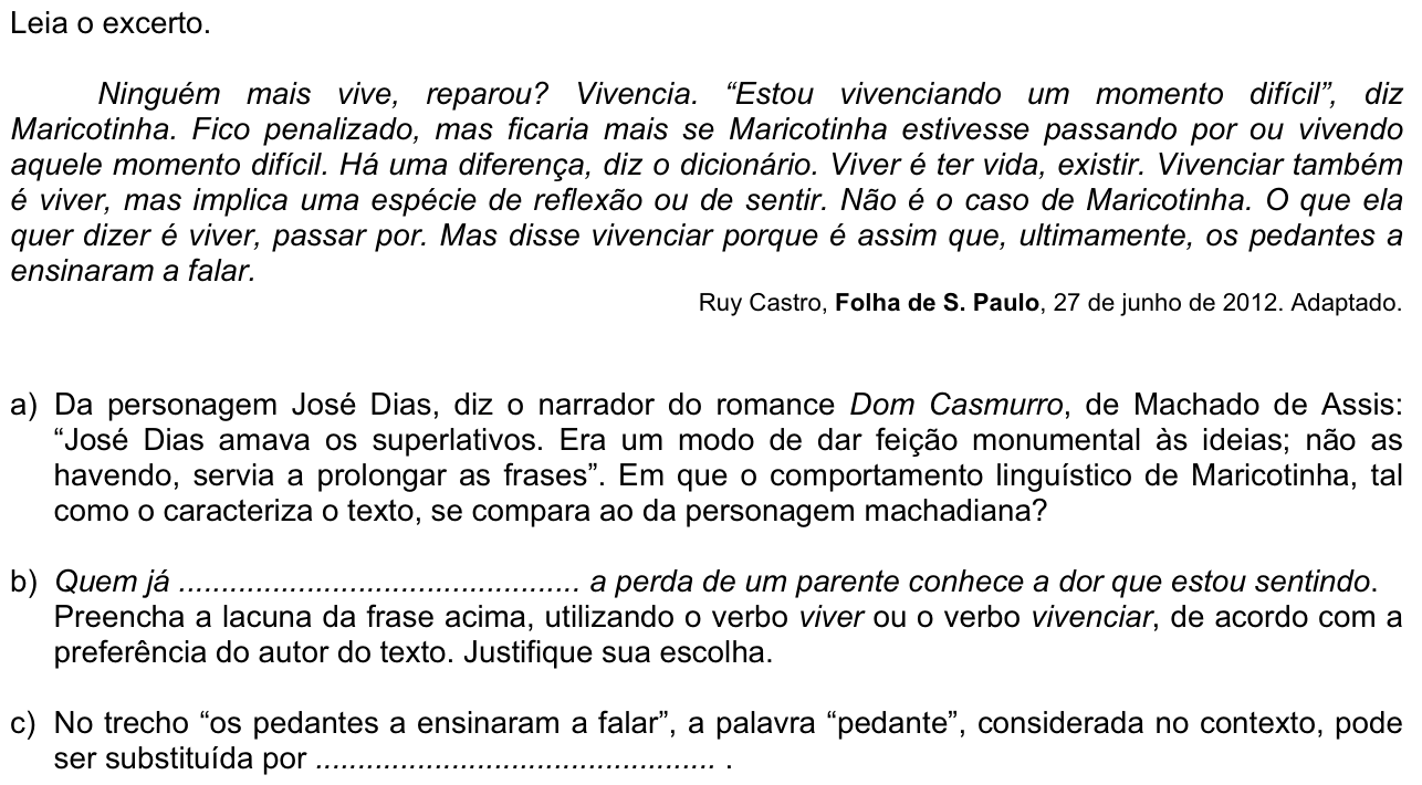 Questão 5 no caderno  da 2ª fase da FUVEST 2013