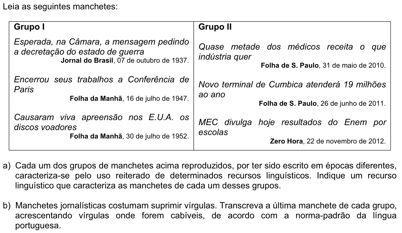 Questão 6 no caderno  da 2ª fase da FUVEST 2013
