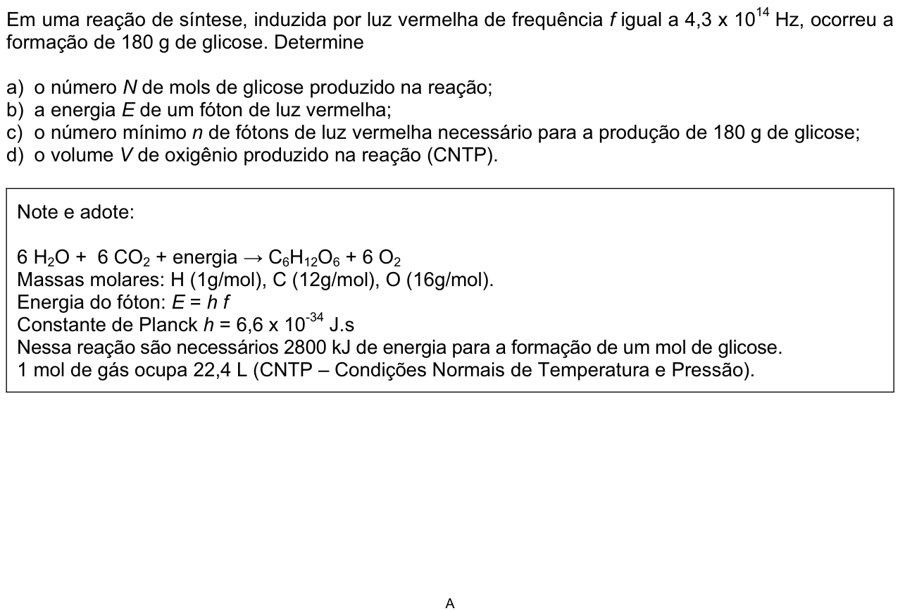 Questão 14 no caderno  da 2ª fase da FUVEST 2013