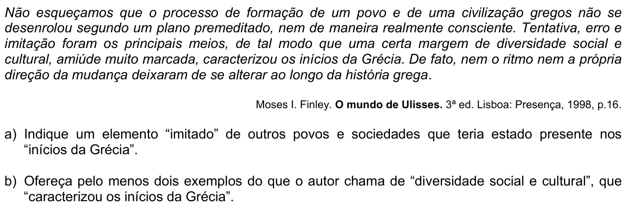 Questão H05 no caderno  da 2ª fase da FUVEST 2013
