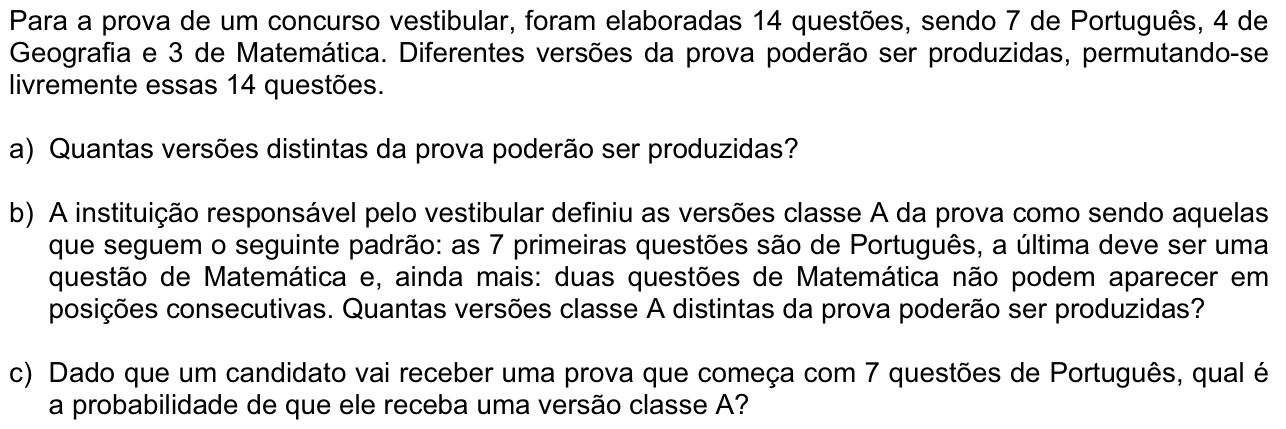 Questão M03 no caderno  da 2ª fase da FUVEST 2011
