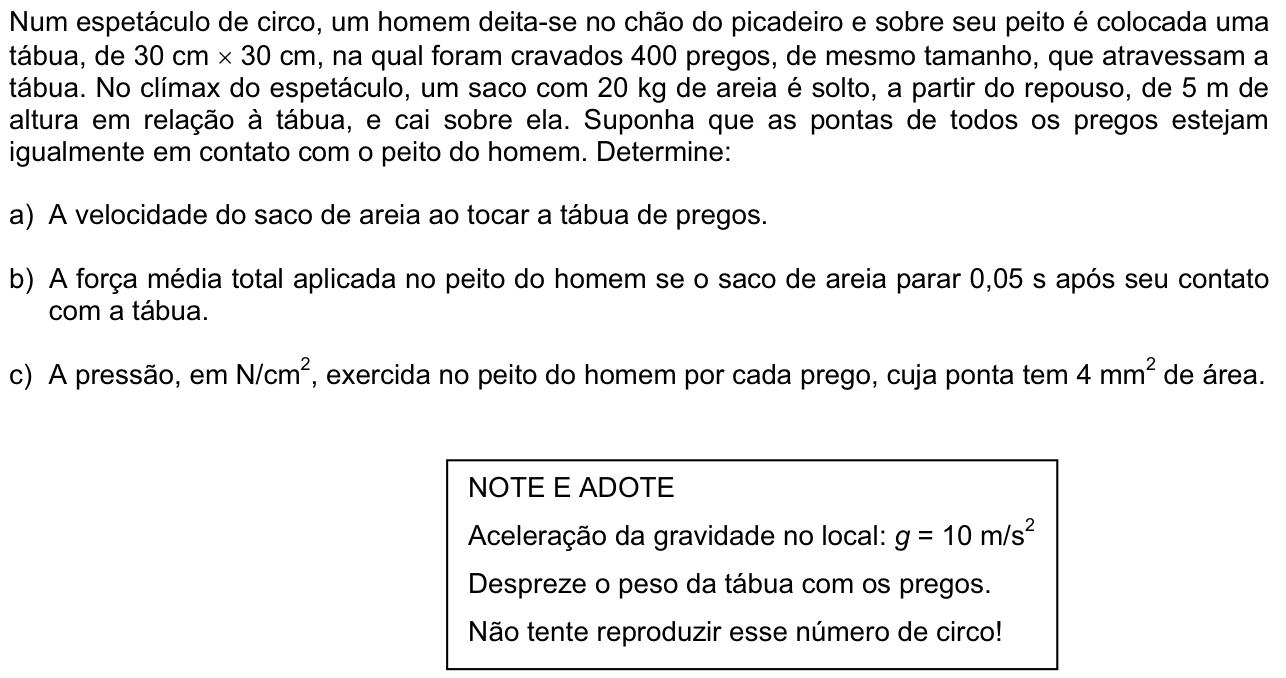 Questão F02 no caderno  da 2ª fase da FUVEST 2011