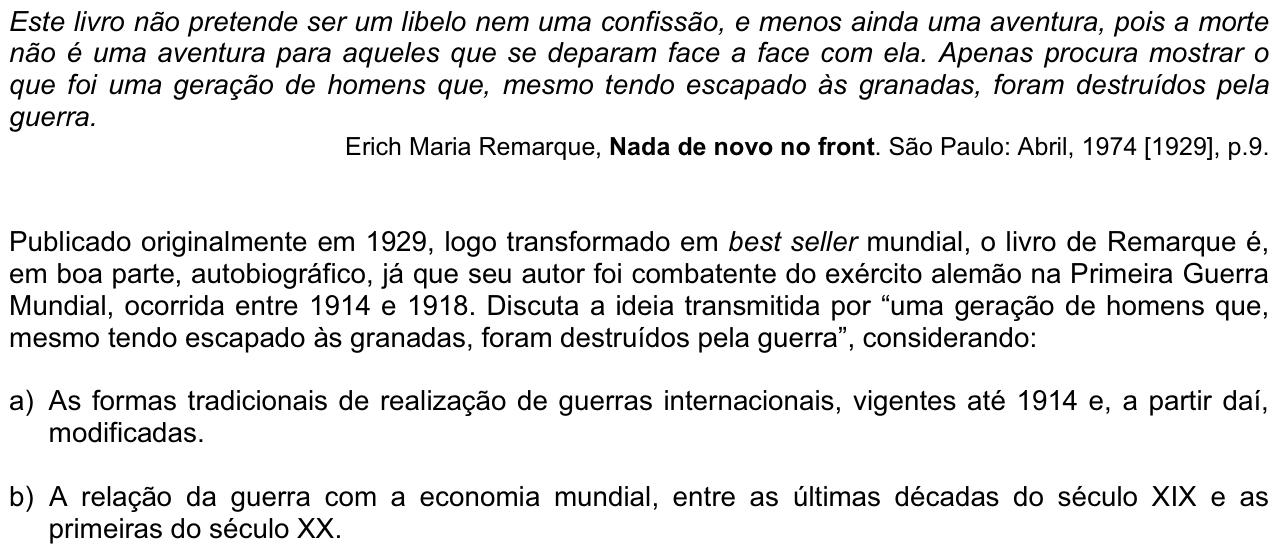 Questão H05 no caderno  da 2ª fase da FUVEST 2011