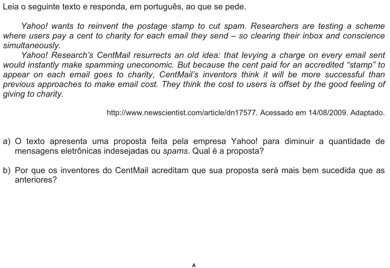 Questão 14 no caderno  da 2ª fase da FUVEST 2010