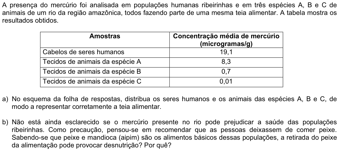 Questão B02 no caderno Biologia da 2ª fase da FUVEST 2009