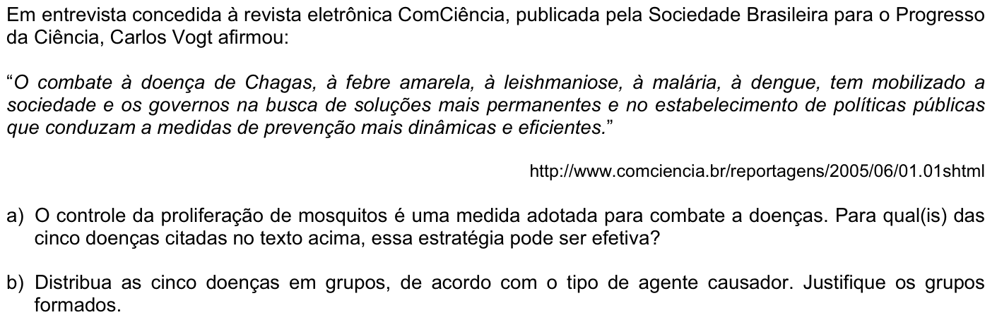 Questão B06 no caderno Biologia da 2ª fase da FUVEST 2009