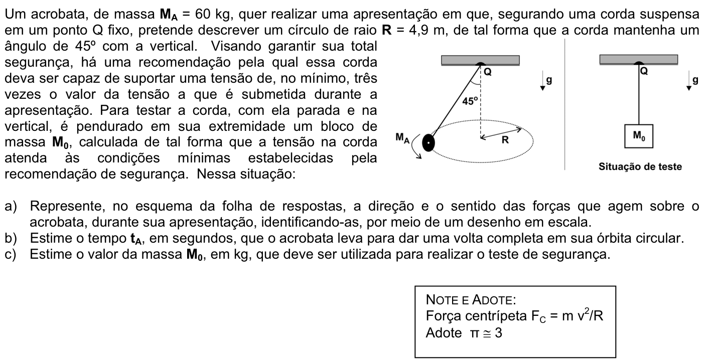 Questão F03 no caderno Física da 2ª fase da FUVEST 2009