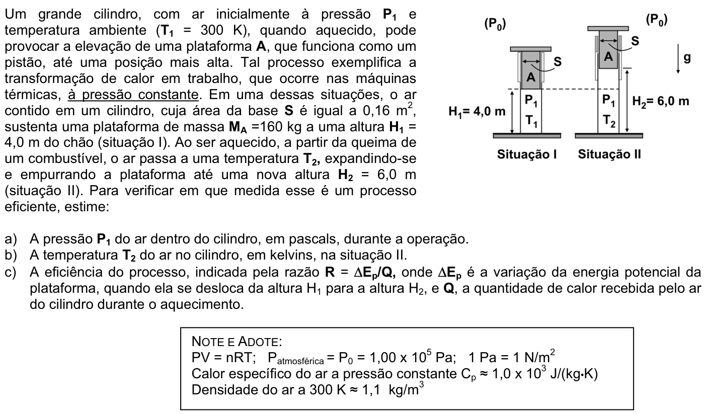 Questão F05 no caderno Física da 2ª fase da FUVEST 2009