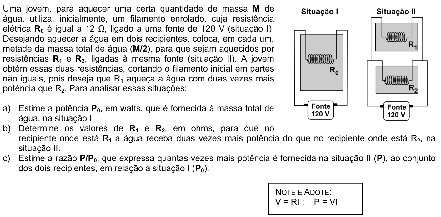 Questão F09 no caderno Física da 2ª fase da FUVEST 2009