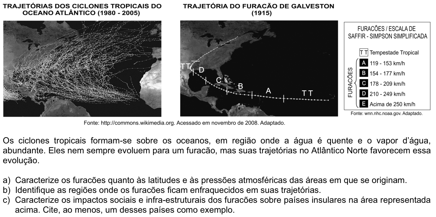 Questão G04 no caderno Geografia da 2ª fase da FUVEST 2009