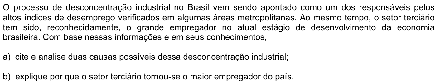 Questão G06 no caderno Geografia da 2ª fase da FUVEST 2009