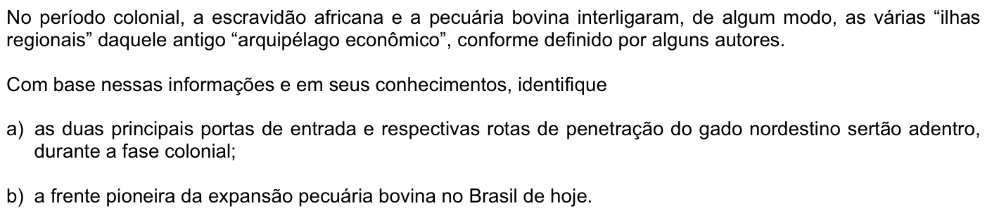 Questão G07 no caderno Geografia da 2ª fase da FUVEST 2009