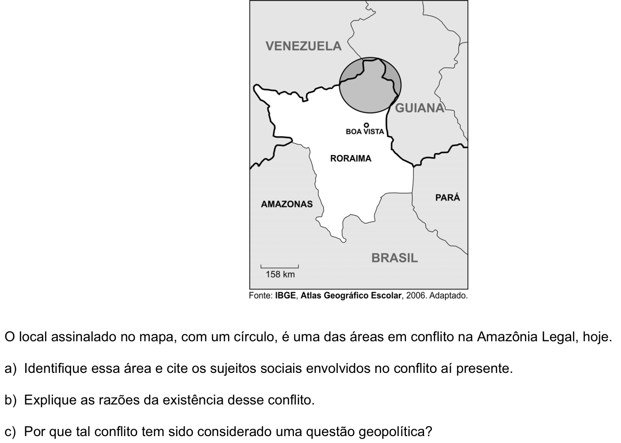Questão G08 no caderno Geografia da 2ª fase da FUVEST 2009